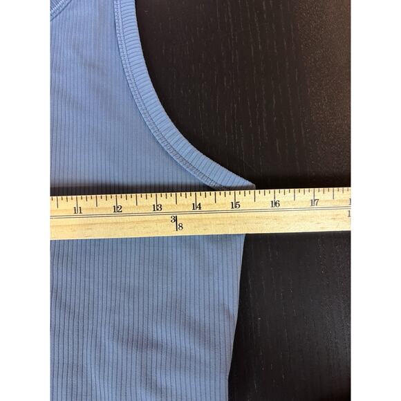 Athleta Transcend Crop Tank Rib Grey Blue Small T-back Cropped Sleeveless - Picture 6 of 12